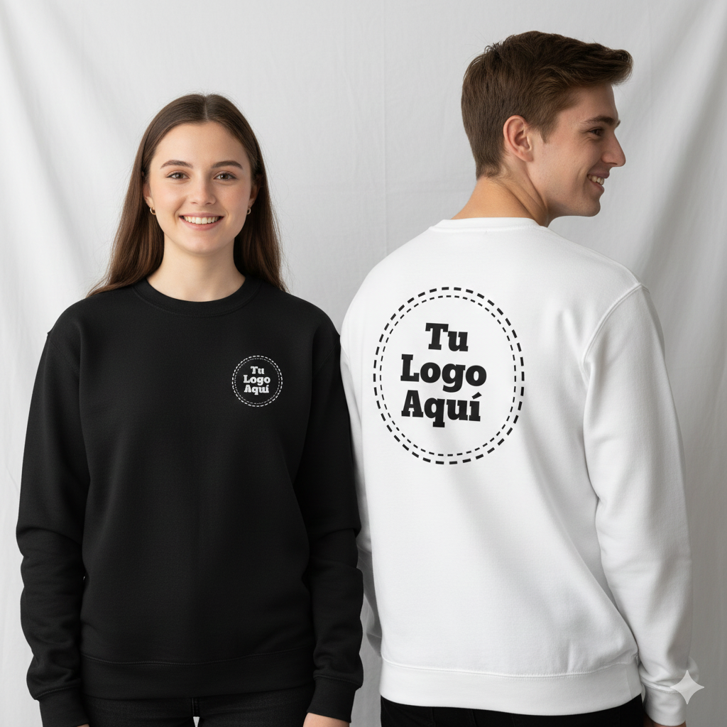 Sudadera cuello redondo personalizada impresión al frente y reverso