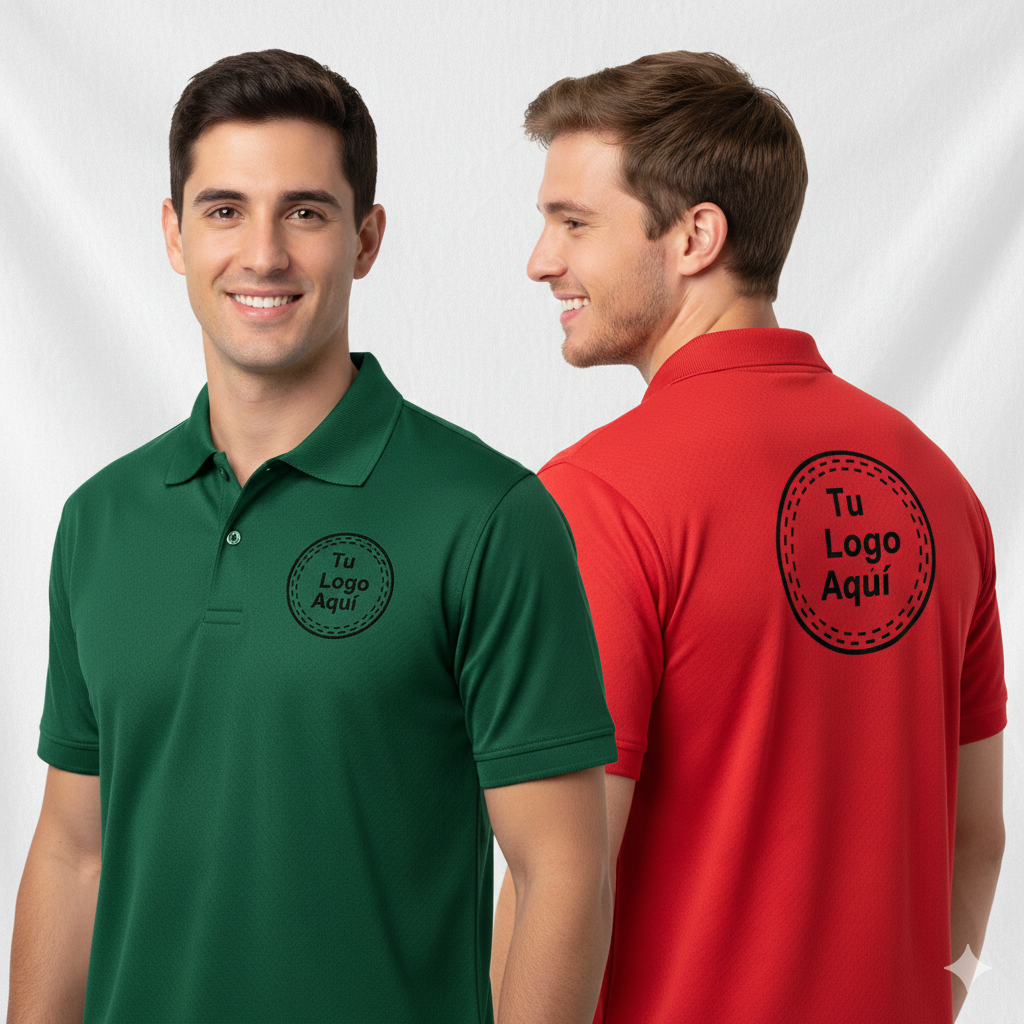 Playera Polo Dry Fit Premium Personalizada con Estampado al Frente y en la Espalda