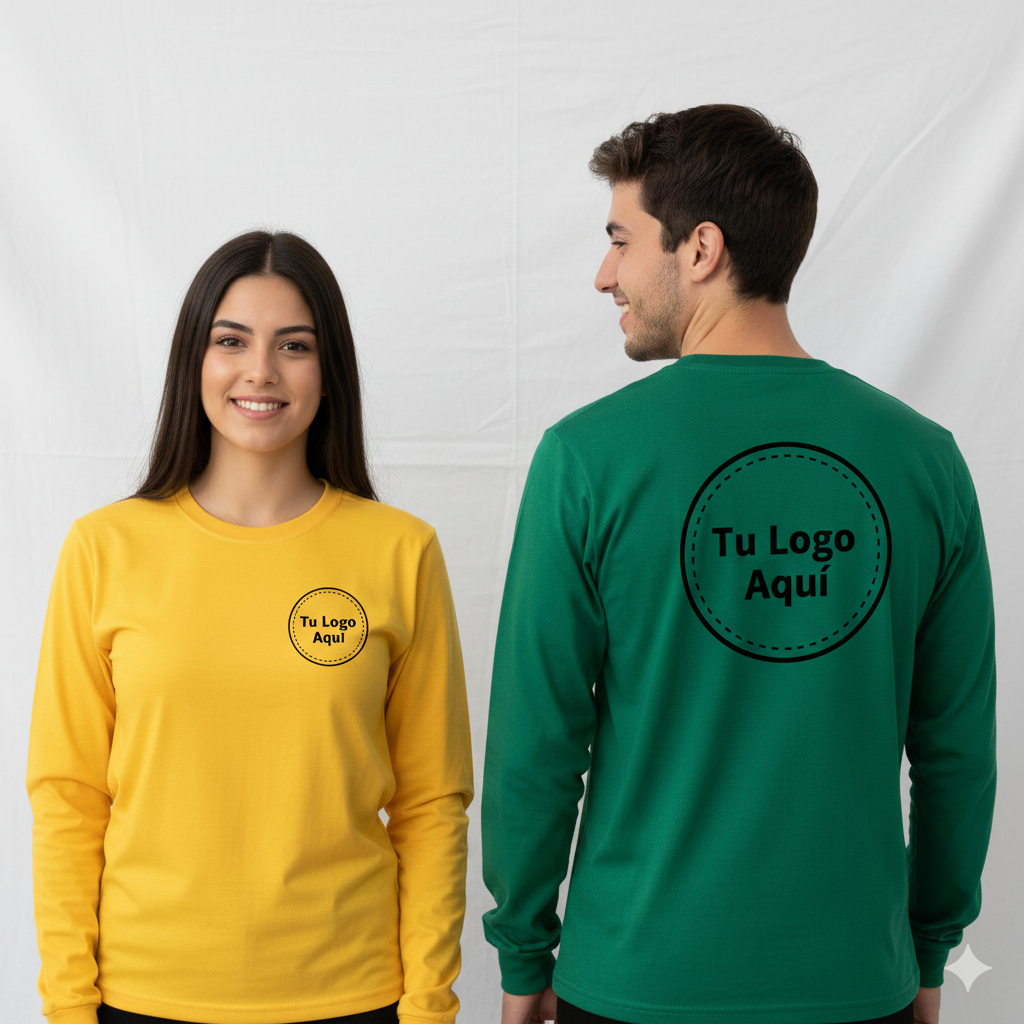 Playera Personalizada con Impresión al Frente y Reverso - Manga Larga