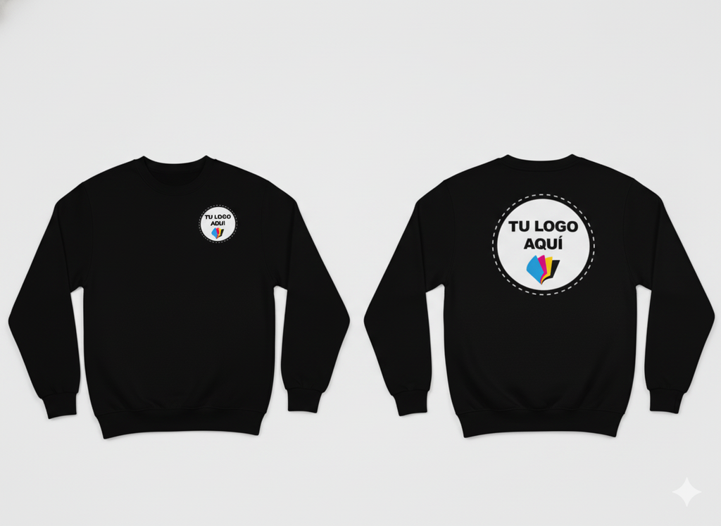 Sudadera cuello redondo personalizada impresión al frente y reverso