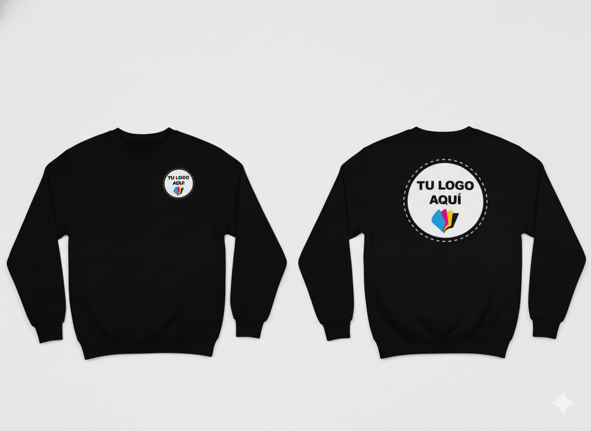 Sudadera cuello redondo personalizada impresión al frente y reverso