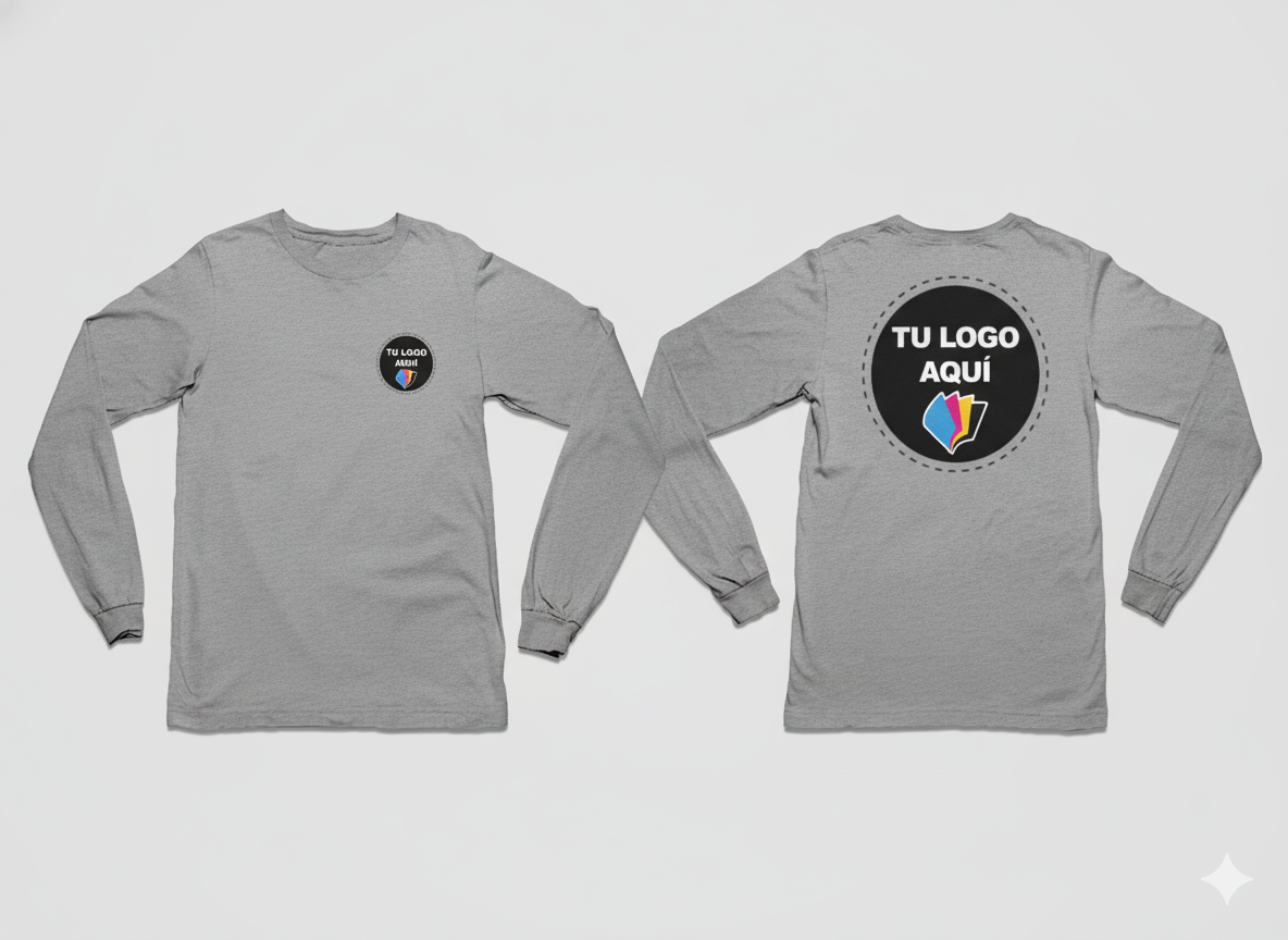 Playera Personalizada con Impresión al Frente y Reverso - Manga Larga