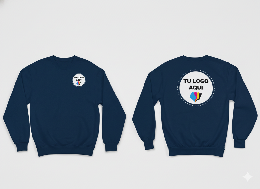 Sudadera cuello redondo personalizada impresión al frente y reverso