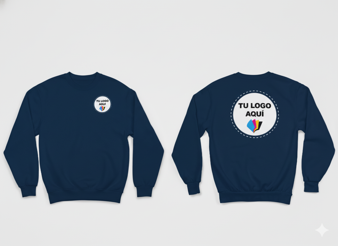 Sudadera cuello redondo personalizada impresión al frente y reverso