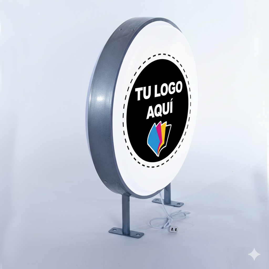 Caja de Luz circular de 50 cm personalizada con tu logo