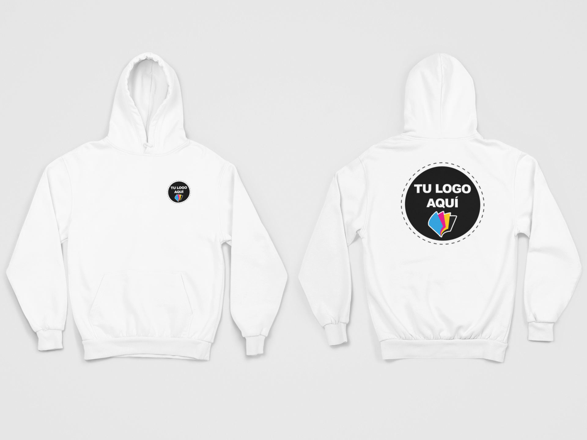 Sudadera con capucha personalizada impresión al frente y reverso