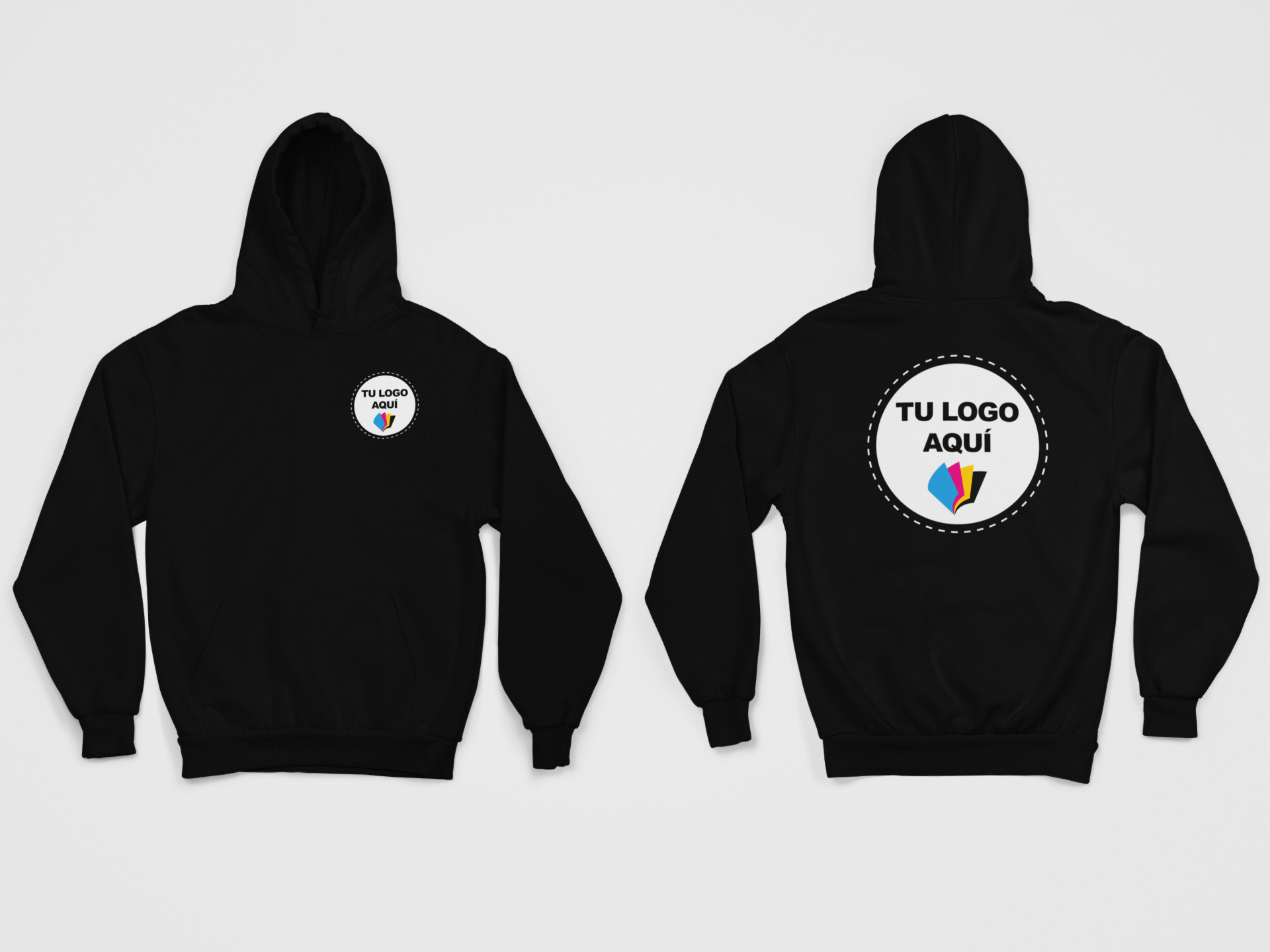 Sudadera con capucha personalizada impresión al frente y reverso